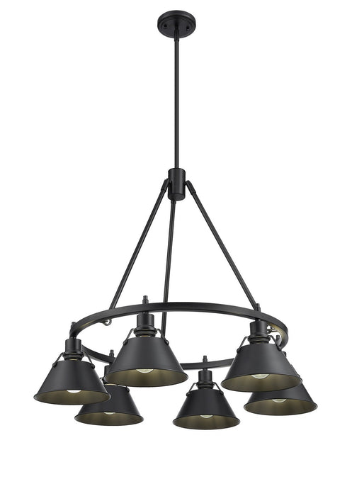 Golden - 3306-6 BLK-BLK - Six Light Chandelier - Orwell - Matte Black