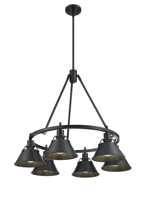 Golden - 3306-6 BLK-BLK - Six Light Chandelier - Orwell - Matte Black