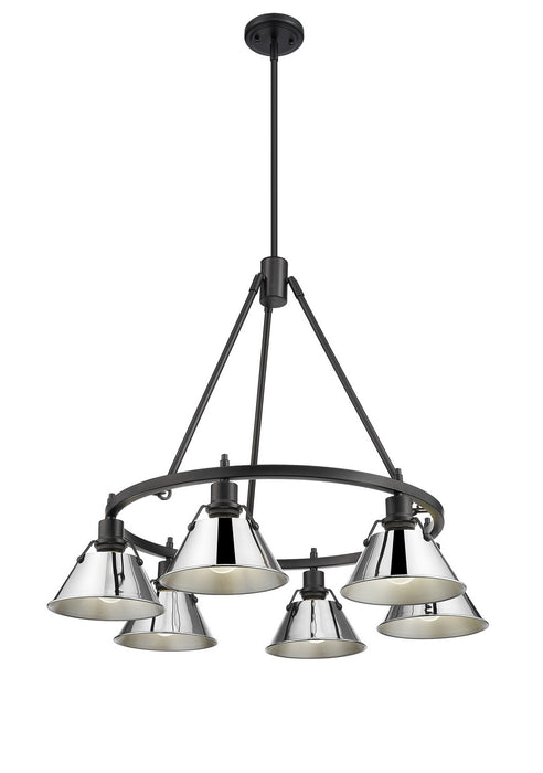 Golden - 3306-6 BLK-CH - Six Light Chandelier - Orwell - Matte Black