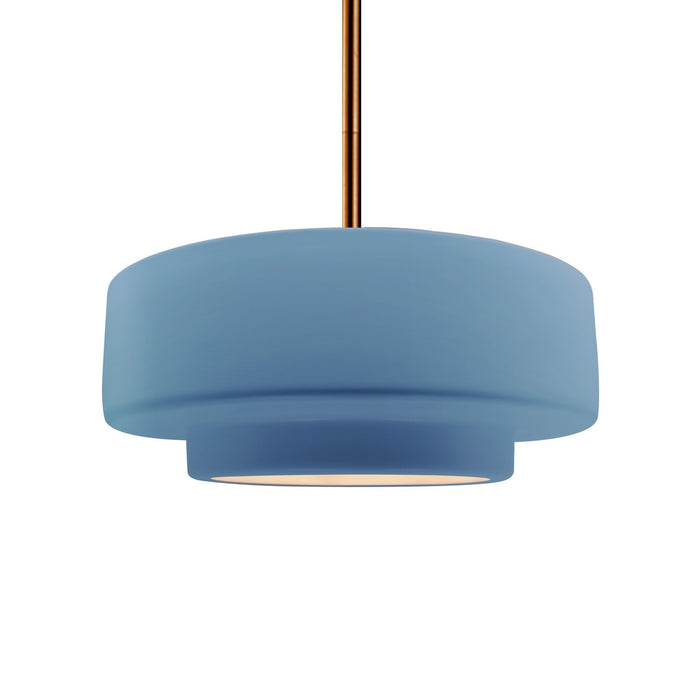 Justice Designs - CER-6543-SKBL-BRSS-RIGID - One Light Pendant - Radiance - Sky Blue
