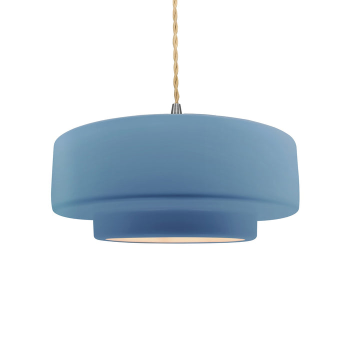 Justice Designs - CER-6543-SKBL-NCKL-BEIG-TWST - One Light Pendant - Radiance - Sky Blue