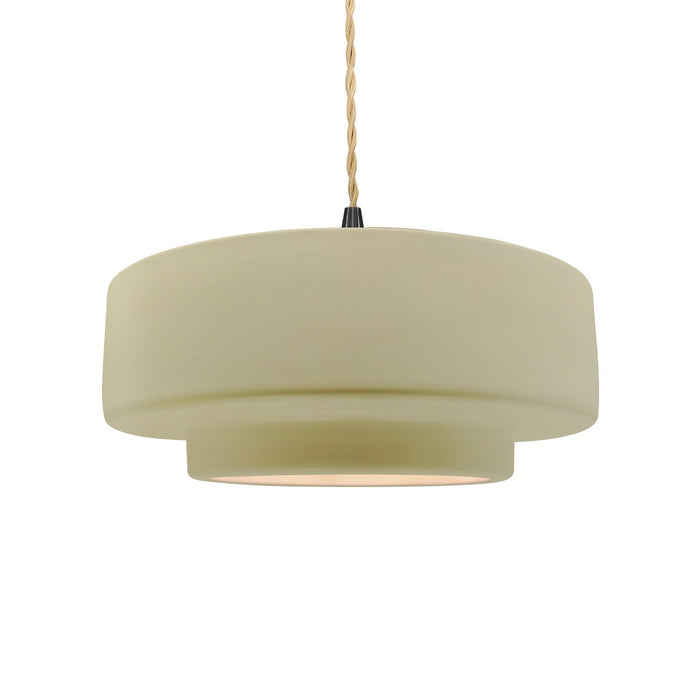 Justice Designs - CER-6543-VAN-MBLK-BEIG-TWST - One Light Pendant - Radiance - Vanilla (Gloss)