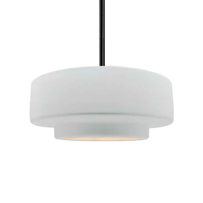 Justice Designs - CER-6543-WHT-MBLK-RIGID - One Light Pendant - Radiance - Gloss White