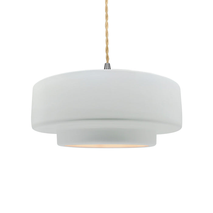 Justice Designs - CER-6543-WHT-NCKL-BEIG-TWST - One Light Pendant - Radiance - Gloss White