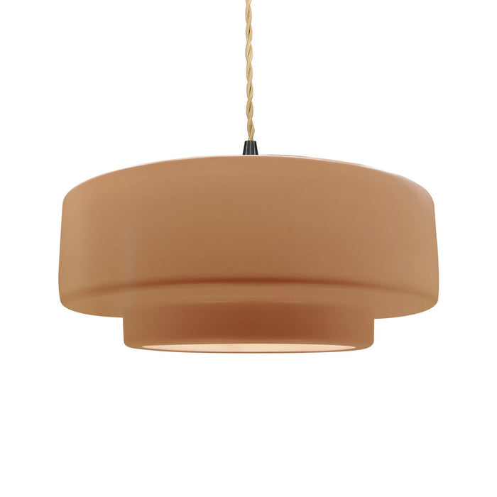 Justice Designs - CER-6545-ADOB-MBLK-BEIG-TWST - One Light Pendant - Radiance - Adobe