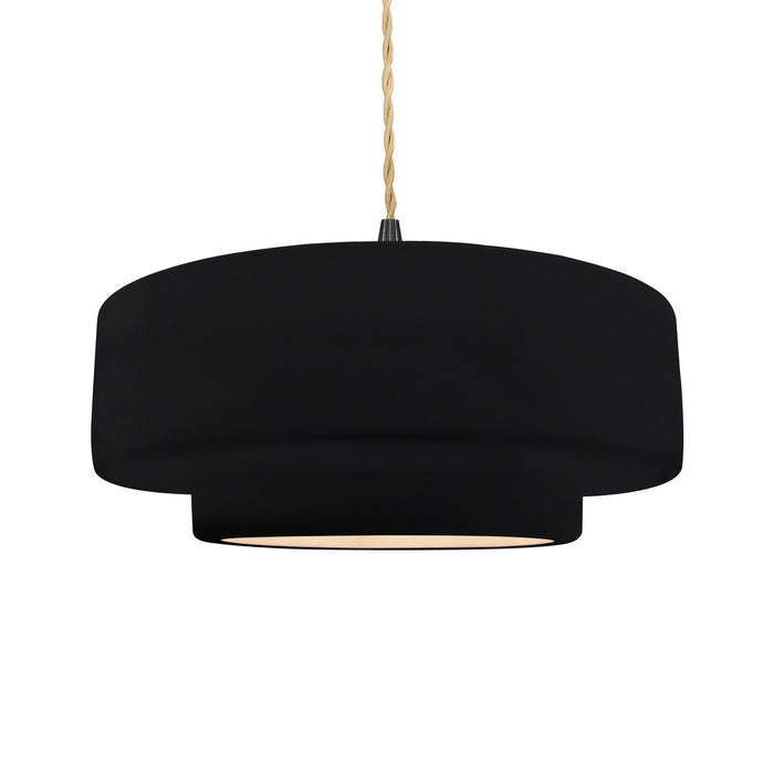 Justice Designs - CER-6545-BLK-MBLK-BEIG-TWST - One Light Pendant - Radiance - Gloss Black