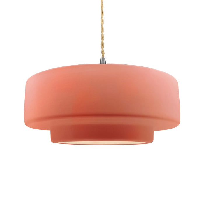 Justice Designs - CER-6545-BSH-NCKL-BEIG-TWST - One Light Pendant - Radiance - Gloss Blush