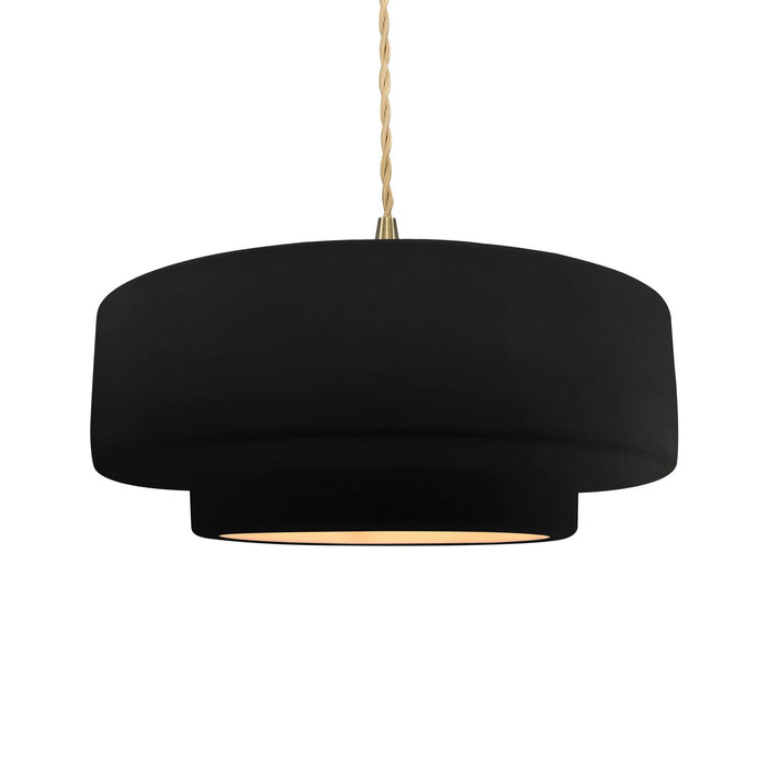 Justice Designs - CER-6545-CBGD-BRSS-BEIG-TWST - One Light Pendant - Radiance - Carbon Matte Black w/ Champagne Gold