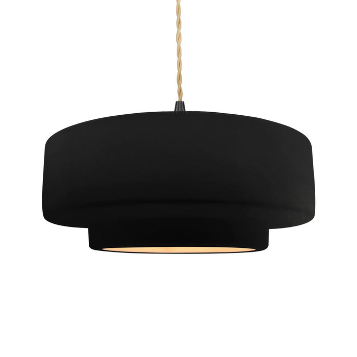 Justice Designs - CER-6545-CBGD-MBLK-BEIG-TWST - One Light Pendant - Radiance - Carbon Matte Black w/ Champagne Gold