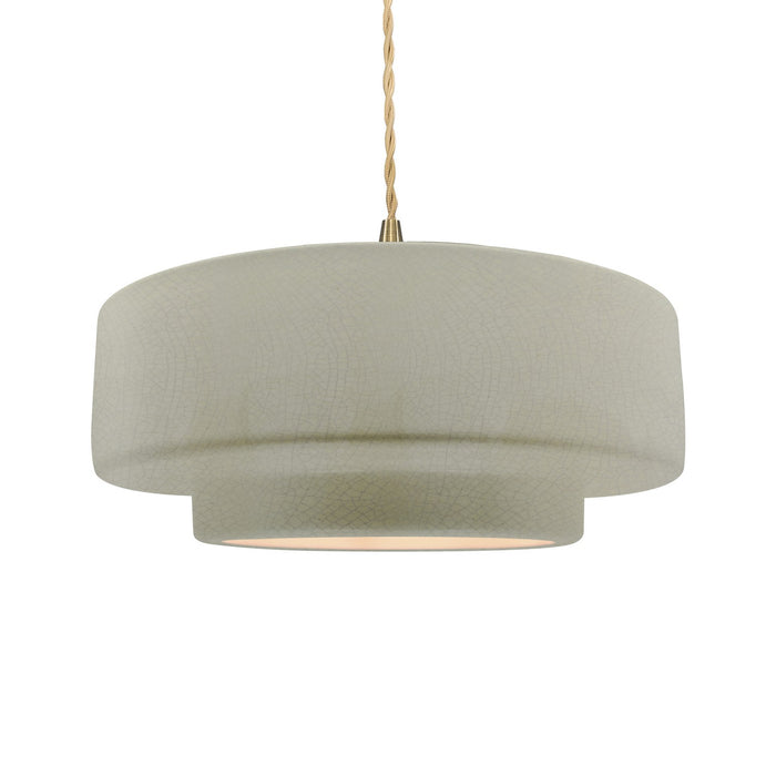 Justice Designs - CER-6545-CKC-BRSS-BEIG-TWST - One Light Pendant - Radiance - Celadon Green Crackle