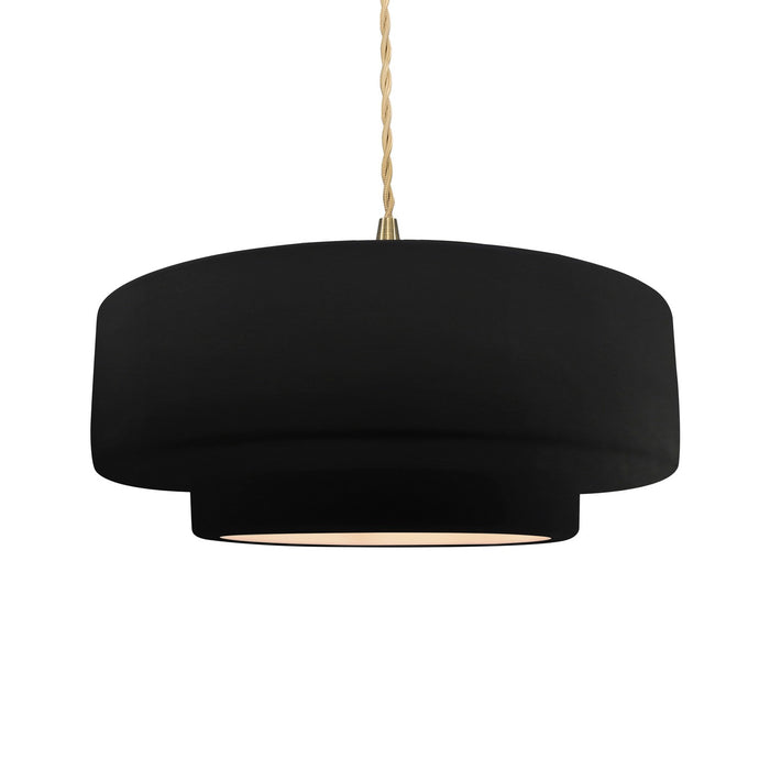 Justice Designs - CER-6545-CRB-BRSS-BEIG-TWST - One Light Pendant - Radiance - Carbon - Matte Black