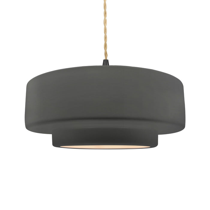 Justice Designs - CER-6545-GRY-MBLK-BEIG-TWST - One Light Pendant - Radiance - Gloss Grey