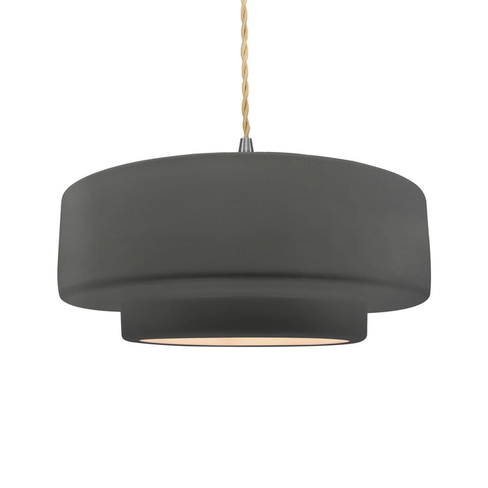 Justice Designs - CER-6545-GRY-NCKL-BEIG-TWST - One Light Pendant - Radiance - Gloss Grey