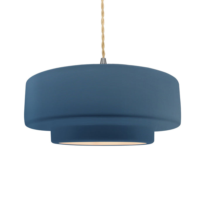 Justice Designs - CER-6545-MDMT-NCKL-BEIG-TWST - One Light Pendant - Radiance - Midnight Sky w/ Matte White