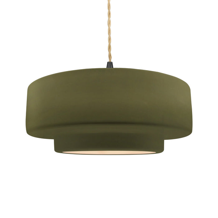 Justice Designs - CER-6545-MGRN-MBLK-BEIG-TWST - One Light Pendant - Radiance - Matte Green