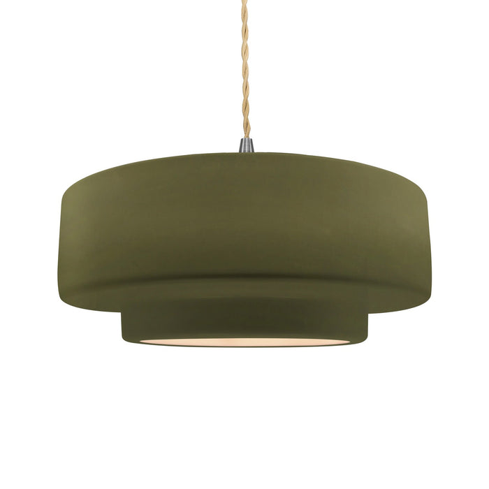 Justice Designs - CER-6545-MGRN-NCKL-BEIG-TWST - One Light Pendant - Radiance - Matte Green