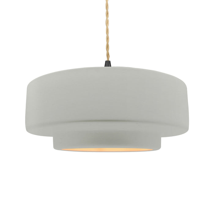 Justice Designs - CER-6545-MTGD-MBLK-BEIG-TWST - One Light Pendant - Radiance - Matte White w/ Champagne Gold