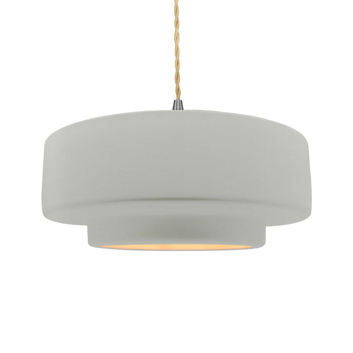 Justice Designs - CER-6545-MTGD-NCKL-BEIG-TWST - One Light Pendant - Radiance - Matte White w/ Champagne Gold