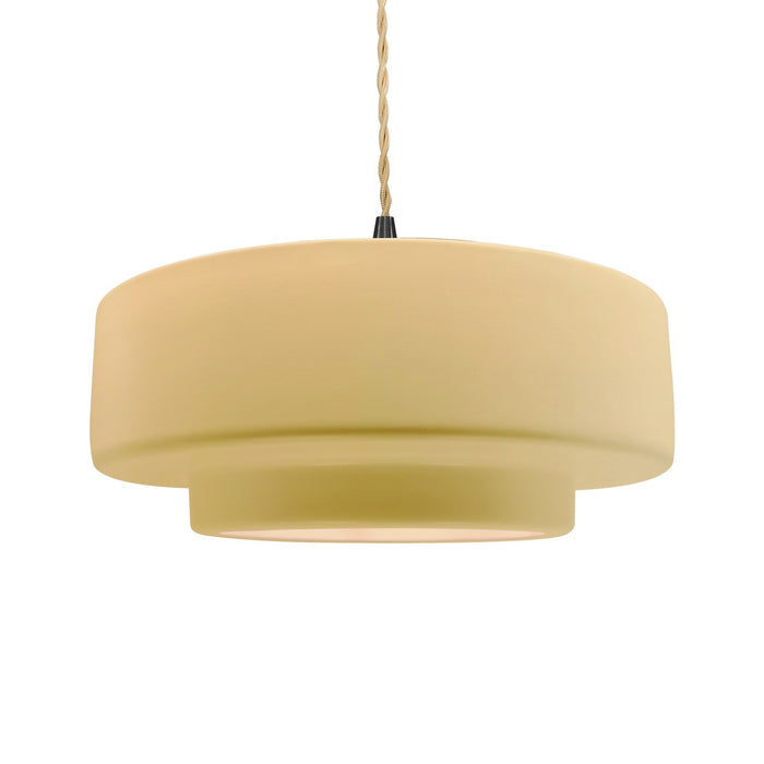 Justice Designs - CER-6545-MYLW-MBLK-BEIG-TWST - One Light Pendant - Radiance - Muted Yellow
