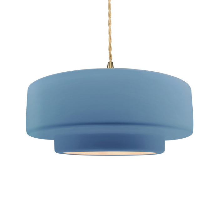 Justice Designs - CER-6545-SKBL-BRSS-BEIG-TWST - One Light Pendant - Radiance - Sky Blue