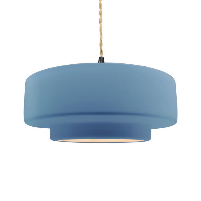 Justice Designs - CER-6545-SKBL-MBLK-BEIG-TWST - One Light Pendant - Radiance - Sky Blue