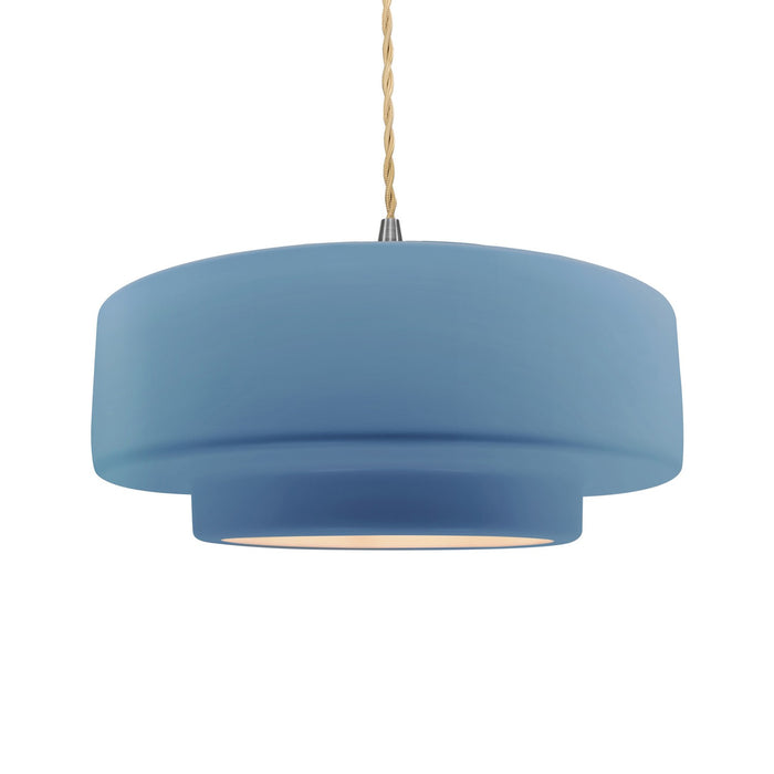 Justice Designs - CER-6545-SKBL-NCKL-BEIG-TWST - One Light Pendant - Radiance - Sky Blue