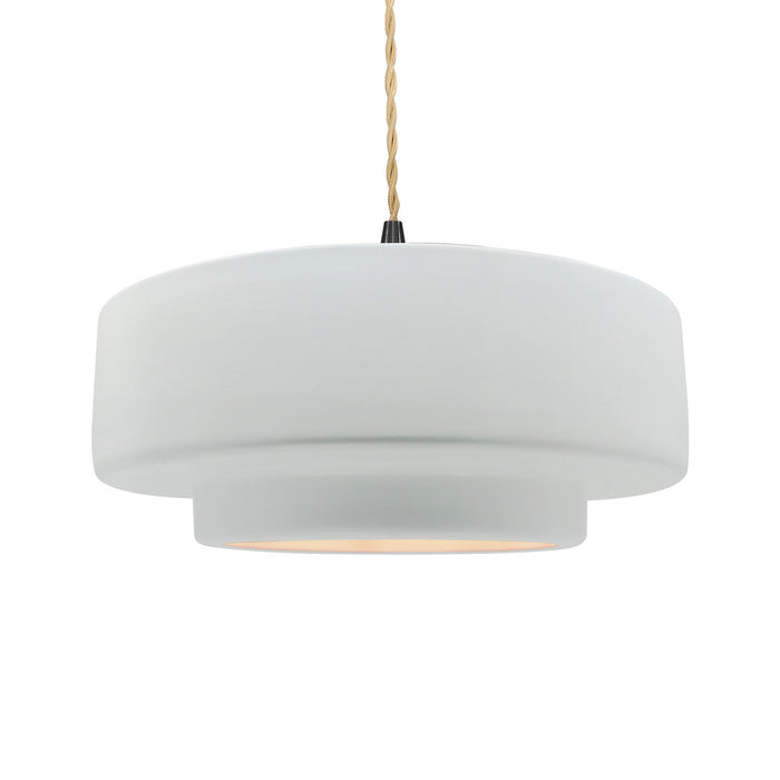 Justice Designs - CER-6545-WHT-MBLK-BEIG-TWST - One Light Pendant - Radiance - Gloss White