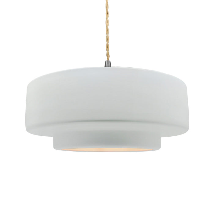 Justice Designs - CER-6545-WHT-NCKL-BEIG-TWST - One Light Pendant - Radiance - Gloss White