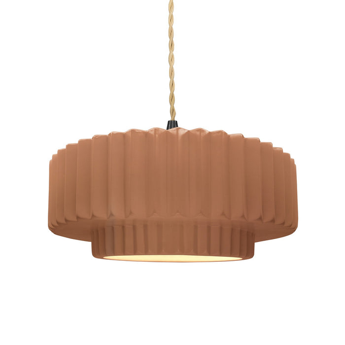 Justice Designs - CER-6553-ADOB-MBLK-BEIG-TWST - One Light Pendant - Radiance - Adobe