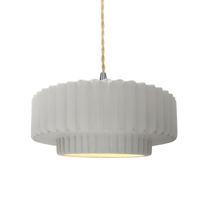 Justice Designs - CER-6553-BIS-NCKL-BEIG-TWST - One Light Pendant - Radiance - Bisque