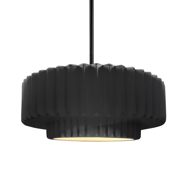 Justice Designs - CER-6553-BKMT-MBLK-RIGID - One Light Pendant - Radiance - Gloss Black w/ Matte White
