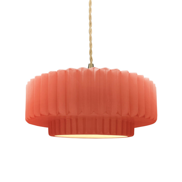 Justice Designs - CER-6553-BSH-BRSS-BEIG-TWST - One Light Pendant - Radiance - Gloss Blush