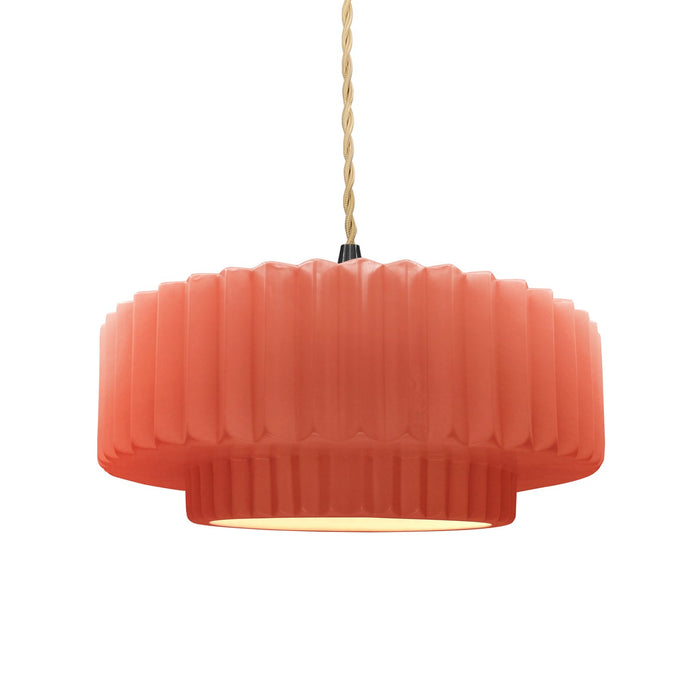 Justice Designs - CER-6553-BSH-MBLK-BEIG-TWST - One Light Pendant - Radiance - Gloss Blush
