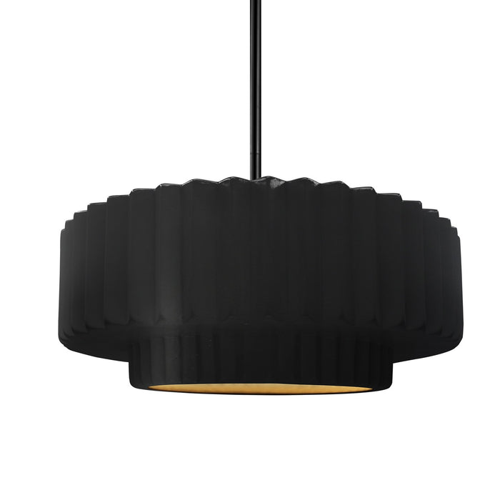 Justice Designs - CER-6553-CBGD-MBLK-RIGID - One Light Pendant - Radiance - Carbon Matte Black w/ Champagne Gold