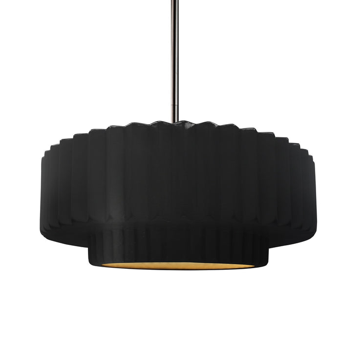 Justice Designs - CER-6553-CBGD-NCKL-RIGID - One Light Pendant - Radiance - Carbon Matte Black w/ Champagne Gold