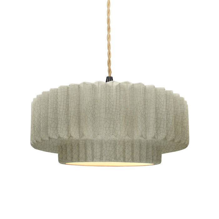 Justice Designs - CER-6553-CKC-MBLK-BEIG-TWST - One Light Pendant - Radiance - Celadon Green Crackle