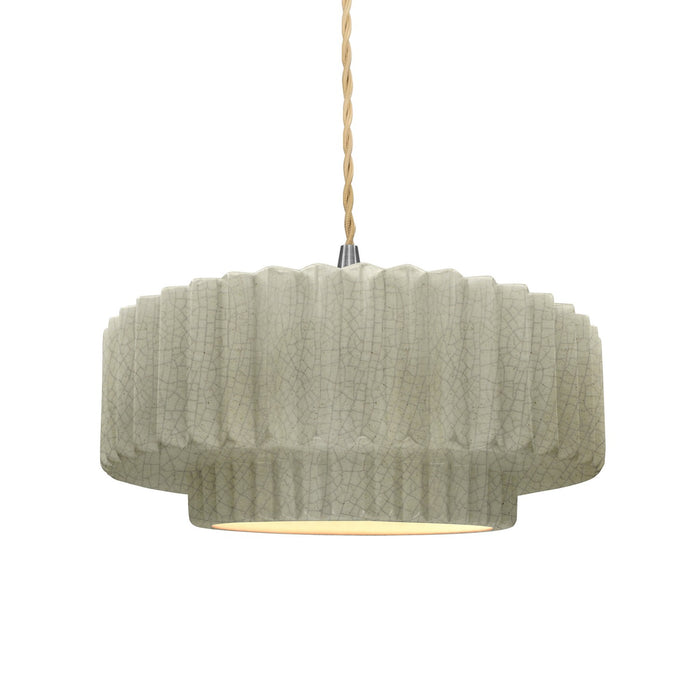 Justice Designs - CER-6553-CKC-NCKL-BEIG-TWST - One Light Pendant - Radiance - Celadon Green Crackle