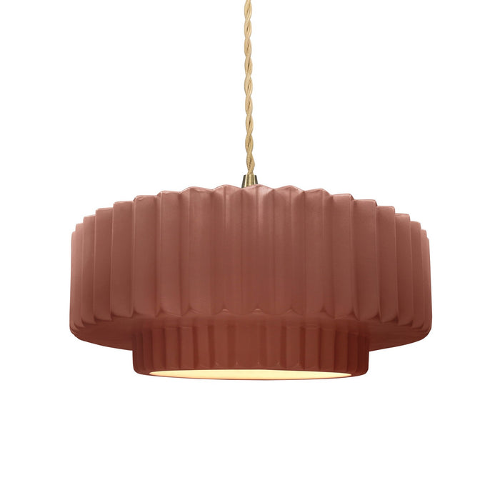 Justice Designs - CER-6553-CLAY-BRSS-BEIG-TWST - One Light Pendant - Radiance - Canyon Clay
