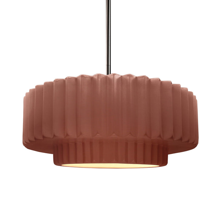 Justice Designs - CER-6553-CLAY-NCKL-RIGID - One Light Pendant - Radiance - Canyon Clay