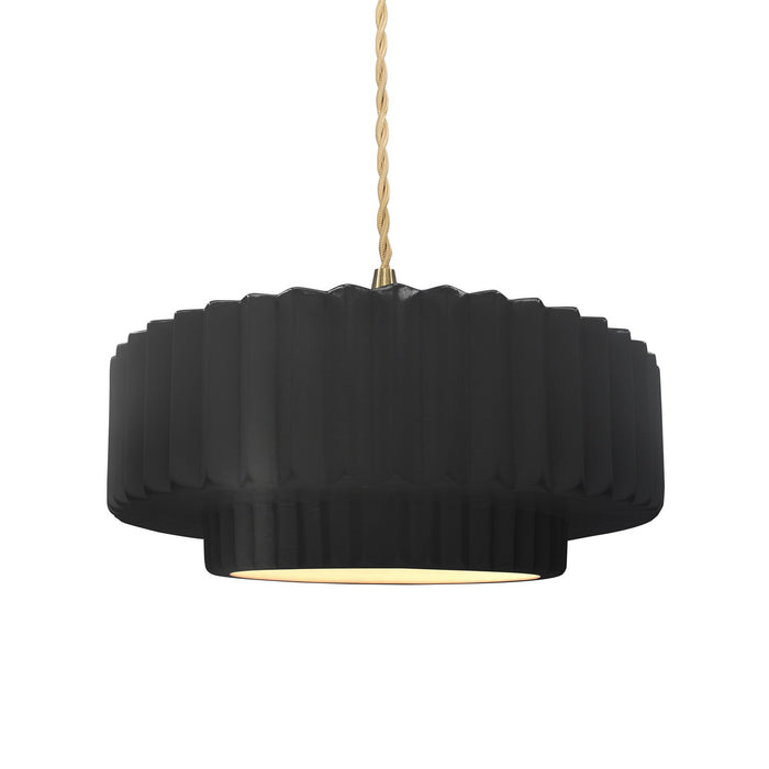 Justice Designs - CER-6553-CRB-BRSS-BEIG-TWST - One Light Pendant - Radiance - Carbon - Matte Black