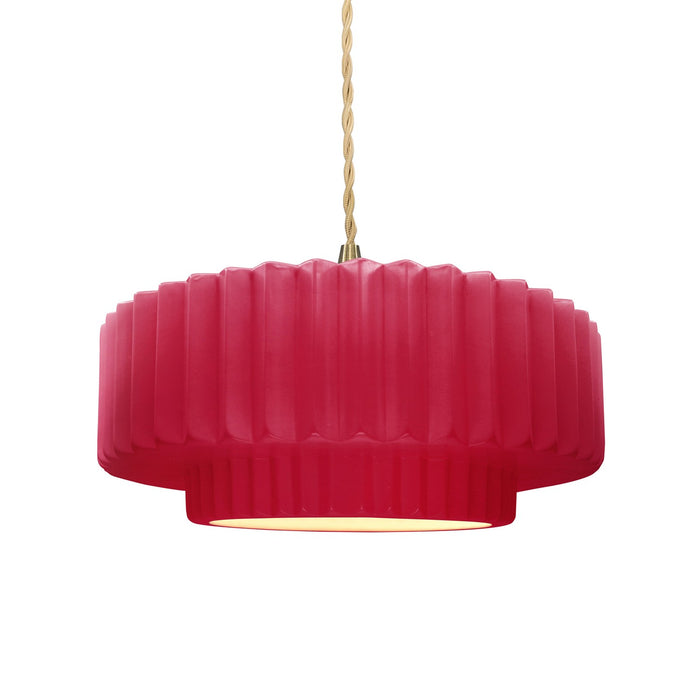 Justice Designs - CER-6553-CRSE-BRSS-BEIG-TWST - One Light Pendant - Radiance - Cerise