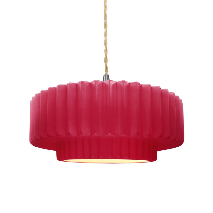 Justice Designs - CER-6553-CRSE-NCKL-BEIG-TWST - One Light Pendant - Radiance - Cerise