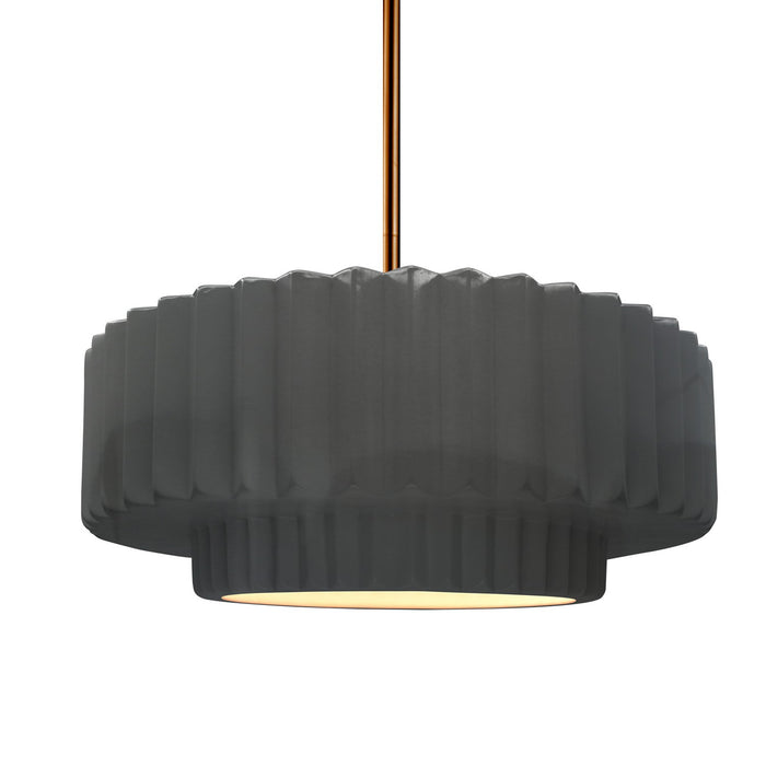 Justice Designs - CER-6553-GRY-BRSS-RIGID - One Light Pendant - Radiance - Gloss Grey