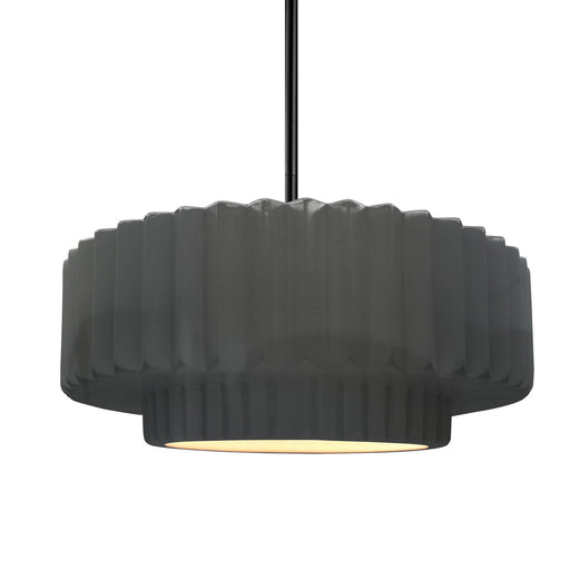 Justice Designs - CER-6553-GRY-MBLK-RIGID - One Light Pendant - Radiance - Gloss Grey