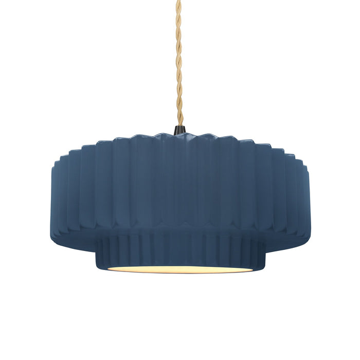 Justice Designs - CER-6553-MDMT-MBLK-BEIG-TWST - One Light Pendant - Radiance - Midnight Sky w/ Matte White