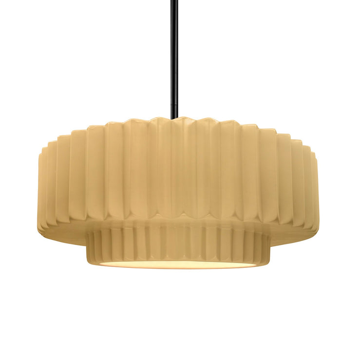 Justice Designs - CER-6553-MYLW-MBLK-RIGID - One Light Pendant - Radiance - Muted Yellow