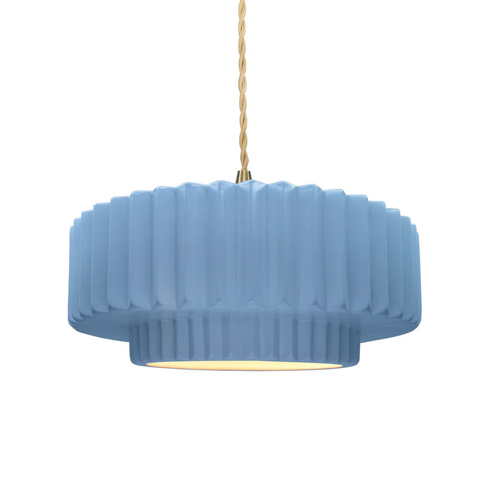 Justice Designs - CER-6553-SKBL-BRSS-BEIG-TWST - One Light Pendant - Radiance - Sky Blue