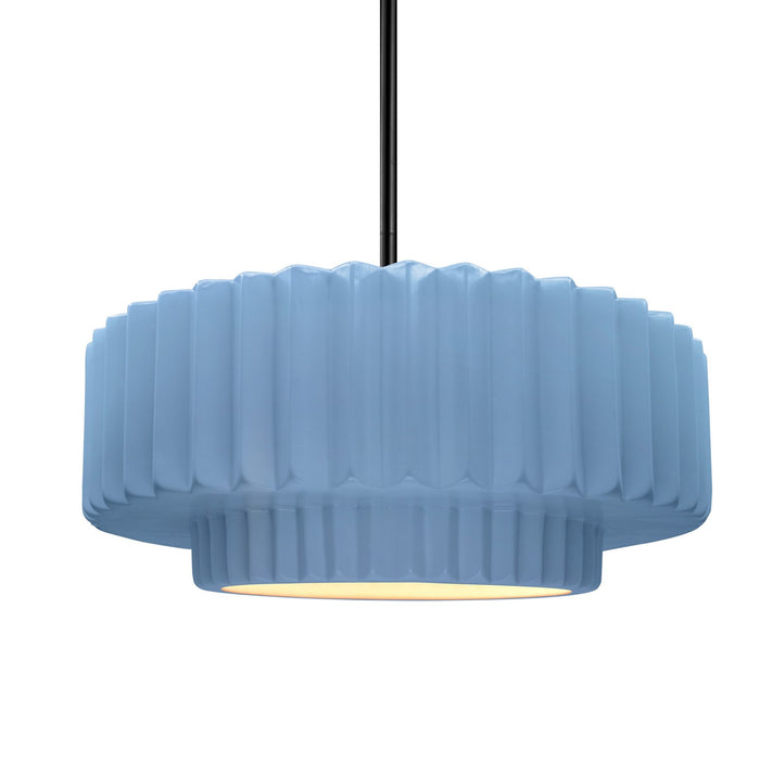 Justice Designs - CER-6553-SKBL-MBLK-RIGID - One Light Pendant - Radiance - Sky Blue