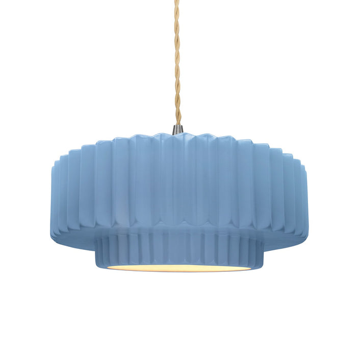 Justice Designs - CER-6553-SKBL-NCKL-BEIG-TWST - One Light Pendant - Radiance - Sky Blue