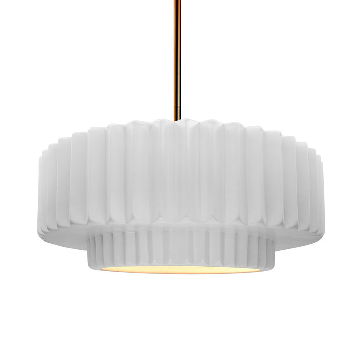 Justice Designs - CER-6553-WHT-BRSS-RIGID - One Light Pendant - Radiance - Gloss White